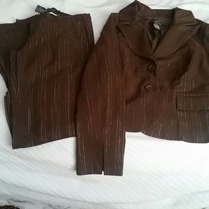 Rampage brown gold pinstripe suit